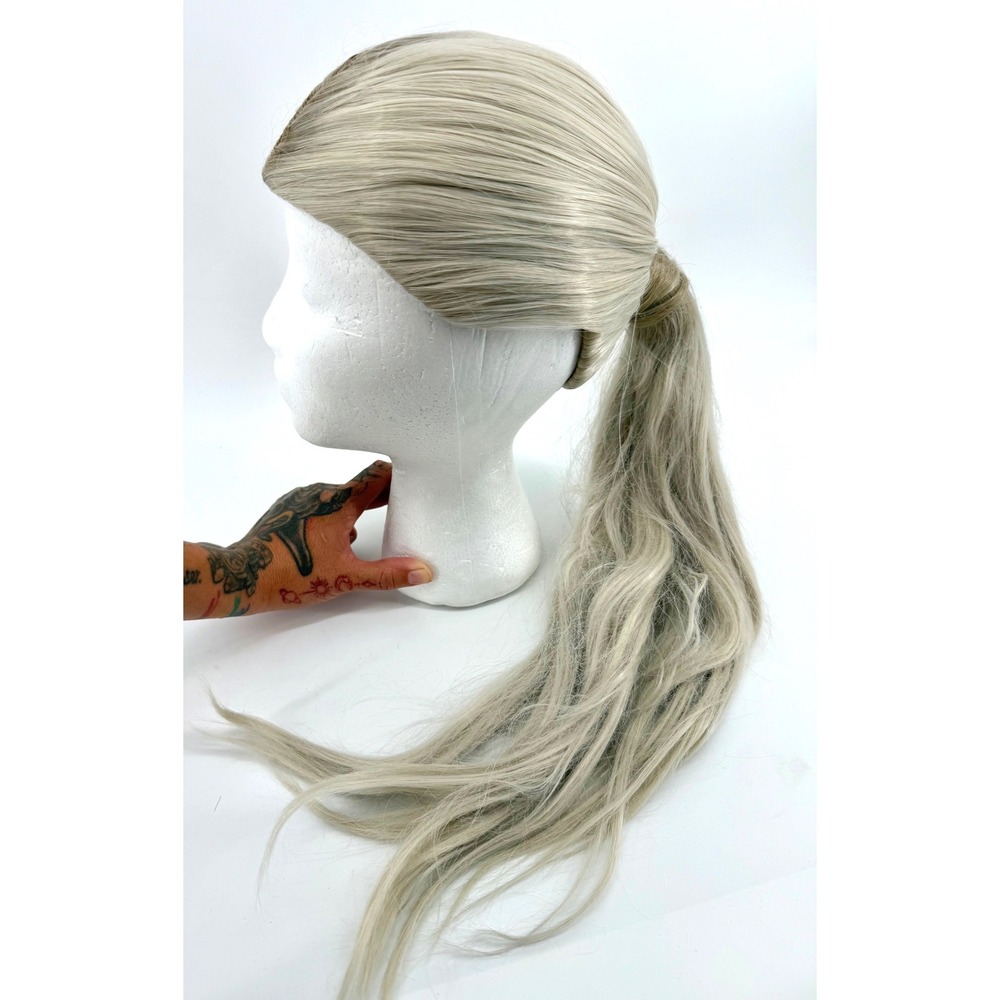 Ash Long Ponytail Synthetic Wig Platinum Cosplay Costume Hairpiece